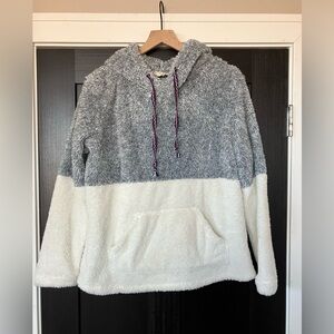 Hem & Thread Gray and White Fuzzy Women's Sweater